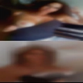 Nudist couple looking middle